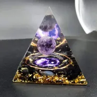 Foreign Trade  3D Rune Black Yao Resin Natural Crystal Energy Ball Pyramid Ornaments Home Office main image 2