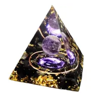 Foreign Trade  3D Rune Black Yao Resin Natural Crystal Energy Ball Pyramid Ornaments Home Office main image 5