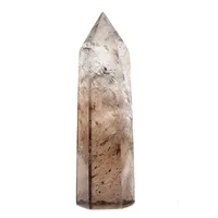Hot Sale Natural Tea Crystal Column Single Pointed Hexagonal Prism Original Stone Polished Smoke Crystal Column Home Office Feng Shui Ornaments main image 3