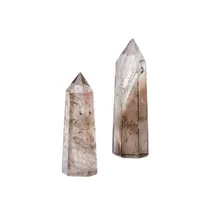 Hot Sale Natural Tea Crystal Column Single Pointed Hexagonal Prism Original Stone Polished Smoke Crystal Column Home Office Feng Shui Ornaments main image 5