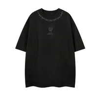 Jiayiku  Summer T-shirt Men's American Street Dark Tide Brand Tee Thorn Embroidered Suede T-shirt Short Sleeve main image 2