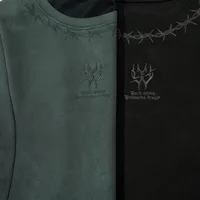 Jiayiku  Summer T-shirt Men's American Street Dark Tide Brand Tee Thorn Embroidered Suede T-shirt Short Sleeve main image 3