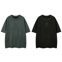Jiayiku  Summer T-shirt Men's American Street Dark Tide Brand Tee Thorn Embroidered Suede T-shirt Short Sleeve main image 5