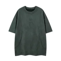 Jiayiku  Summer T-shirt Men's American Street Dark Tide Brand Tee Thorn Embroidered Suede T-shirt Short Sleeve sku image 5