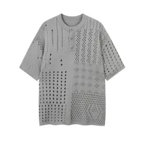 Jiayiku Men's  Hole-Hole Knitted T-Shirt Men's High-end Sense Duffy Handsome American Retro Trendy T-Shirt With Short Sleeves main image 1