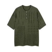 Jiayiku Men's  Hole-Hole Knitted T-Shirt Men's High-end Sense Duffy Handsome American Retro Trendy T-Shirt With Short Sleeves main image 2
