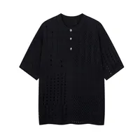 Jiayiku Men's  Hole-Hole Knitted T-Shirt Men's High-end Sense Duffy Handsome American Retro Trendy T-Shirt With Short Sleeves main image 3