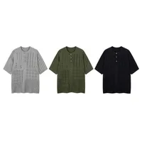 Jiayiku Men's  Hole-Hole Knitted T-Shirt Men's High-end Sense Duffy Handsome American Retro Trendy T-Shirt With Short Sleeves main image 5