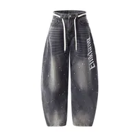 Jiayiku Trendy Brand  New American Retro Inkjet Washed Personalized Scimitar Jeans Loose Wide-Leg Pants main image 3