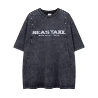 Jiayiku Summer Heavy Men's Short-sleeved T-shirt Cotton New American Style Retro Washed Cotton Loose Trendy Brand T-shirt sku image 5