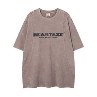 Jiayiku Summer Heavy Men's Short-sleeved T-shirt Cotton New American Style Retro Washed Cotton Loose Trendy Brand T-shirt sku image 3