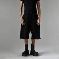 Jiayiku Men's  High Street American Style Vintage Washed Burr Edge Denim Shorts Heavy-duty Hot-drill Distinctive Pants main image 1