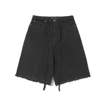 Jiayiku Men's  High Street American Style Vintage Washed Burr Edge Denim Shorts Heavy-duty Hot-drill Distinctive Pants main image 3