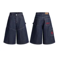Jiayiku  New Denim Pants Men's American Style Trendy Brand Washed Denim Shorts Loose Wide Leg Pants main image 5