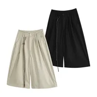 Jiayiku  American Retro Draped Suit Shorts Men's And Women's Cleanfit Loose Wide-leg Cropped Pants main image 5