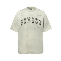 Jiayiku Men's  Summer High Street American Retro Trendy Brand Waste Soil Wind Washing Dirty Dye Cut T-shirt Short Sleeve main image 1
