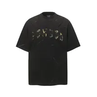 Jiayiku Men's  Summer High Street American Retro Trendy Brand Waste Soil Wind Washing Dirty Dye Cut T-shirt Short Sleeve sku image 5
