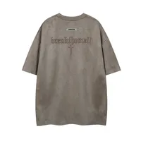 Jiayiku  Summer T-shirt Men's American Street Dark Fashion Brand Cross Embroidered Suede Short-sleeved T-shirt Men main image 2
