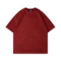 Jiayiku  Summer T-shirt Men's American Street Dark Fashion Brand Cross Embroidered Suede Short-sleeved T-shirt Men sku image 13