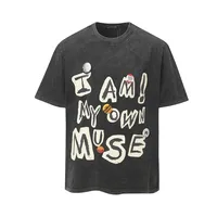 Jiayiku Men's  Summer American-style Washed Distressed T-shirt Pure Cotton Loose Retro Fashion Brand Personalized Graffiti T-shirt main image 1