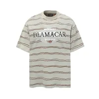 Jiayiku Men's  Summer New New Fashion Brand Jacquard Striped T-shirt Loose Heavy Half Sleeve Top For Men main image 1
