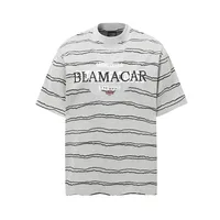 Jiayiku Men's  Summer New New Fashion Brand Jacquard Striped T-shirt Loose Heavy Half Sleeve Top For Men main image 2