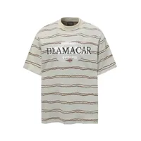 Jiayiku Men's  Summer New New Fashion Brand Jacquard Striped T-shirt Loose Heavy Half Sleeve Top For Men sku image 4