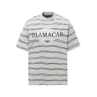 Jiayiku Men's  Summer New New Fashion Brand Jacquard Striped T-shirt Loose Heavy Half Sleeve Top For Men sku image 8
