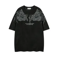 Jiayiku  Summer T-Shirt Men's American Street Dark Fashion Brand Skull Skeleton Embroidered Suede Short-Sleeved T-Shirt main image 1