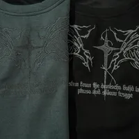 Jiayiku  Summer T-Shirt Men's American Street Dark Fashion Brand Skull Skeleton Embroidered Suede Short-Sleeved T-Shirt main image 3