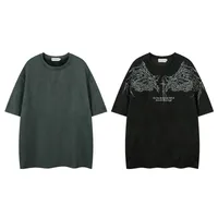 Jiayiku  Summer T-Shirt Men's American Street Dark Fashion Brand Skull Skeleton Embroidered Suede Short-Sleeved T-Shirt main image 5