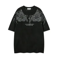 Jiayiku  Summer T-Shirt Men's American Street Dark Fashion Brand Skull Skeleton Embroidered Suede Short-Sleeved T-Shirt sku image 9