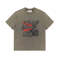Jiayiku Men's  Summer American Retro Fashion Brand Heavy Washing Tee Spoof Graffiti Short-sleeved T-shirt Men's main image 1
