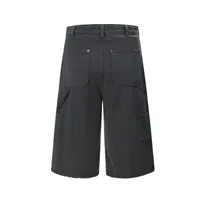 Jiayiku Men's  American Retro Rivet Cutting Wood Fold Denim Shorts Men's Washed Damaged Five-point Pants main image 4