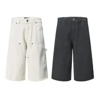 Jiayiku Men's  American Retro Rivet Cutting Wood Fold Denim Shorts Men's Washed Damaged Five-point Pants main image 5