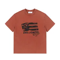 Jiayiku Men's  Summer American Retro Fashion Brand Heavy Washed Tee Stars And Stripes Graffiti Short-sleeved T-shirt For Men main image 5
