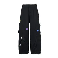 Jiayiku Men's Clothing  High Street American Style Trendy Brand Heavy Washed Flower Embroidered Caught Pants Straight-barrel Wide-leg Pants main image 3