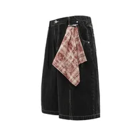 Jiayiku Men's  Summer American Retro Hip-hop Hip-hop Washed Denim Shorts Tassel Wide-leg Pants main image 2