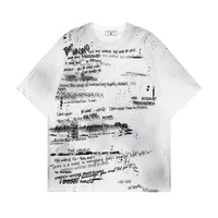 Jiayiku Men's  Summer American Street Graffiti T-shirt Waste Earth Style Retro Fashion Brand T-shirt Tee Short Sleeve sku image 3