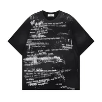 Jiayiku Men's  Summer American Street Graffiti T-shirt Waste Earth Style Retro Fashion Brand T-shirt Tee Short Sleeve main image 2