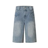 Jiayiku Men's  Summer New American Style Retro Washed Denim Shorts Distinctive Pocket Wide Leg Pants main image 1