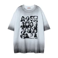 Jiayiku Men's Clothing  Summer American Street Hip Hop Trendy Brand Tee Waste Earth Style Dark Black Style Head T-Shirt Short Sleeve sku image 4