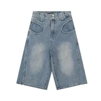 Jiayiku Men's  Summer New American Style Retro Washed Denim Shorts Distinctive Pocket Wide Leg Pants main image 4