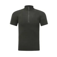 Jiayiku Men's  Summer  Light Luxury Threaded Base Shirt Solid Color Half Open Neck Slim-fit Short-sleeved T-shirt For Men main image 4