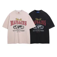Jiayiku Men's  Summer American Retro Trendy Brand Tee Heavy Washed Old Cotton T-shirt Short Sleeve Men's And Women's main image 5