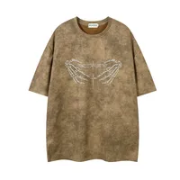 Jiayiku Men's  American Street Dark Tide Brand Tee Skull Skeleton Printed Suede Short-sleeved T-shirt For Men main image 3