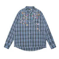 Jiayiku Tide Brand  Spring New American Retro Cleanfit Plaid Shirt Fun Printed Shirt main image 1