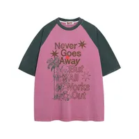 Jiayiku Men's  Summer American Retro Fashion Brand Couple Tee Washed Old Cotton T-shirt Short-sleeved Color-matching sku image 2