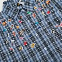 Jiayiku Tide Brand  Spring New American Retro Cleanfit Plaid Shirt Fun Printed Shirt main image 3