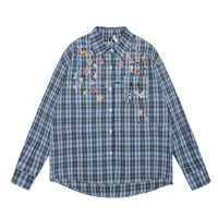 Jiayiku Tide Brand  Spring New American Retro Cleanfit Plaid Shirt Fun Printed Shirt sku image 2